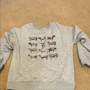 Gray Womens' cow Print Sweatshirt